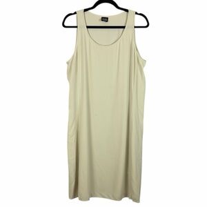 Eileen Fisher Neutral Minimalist Silk Sleeveless Dress Medium Cream TINY FLAW